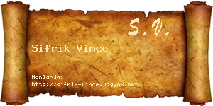 Sifrik Vince névjegykártya